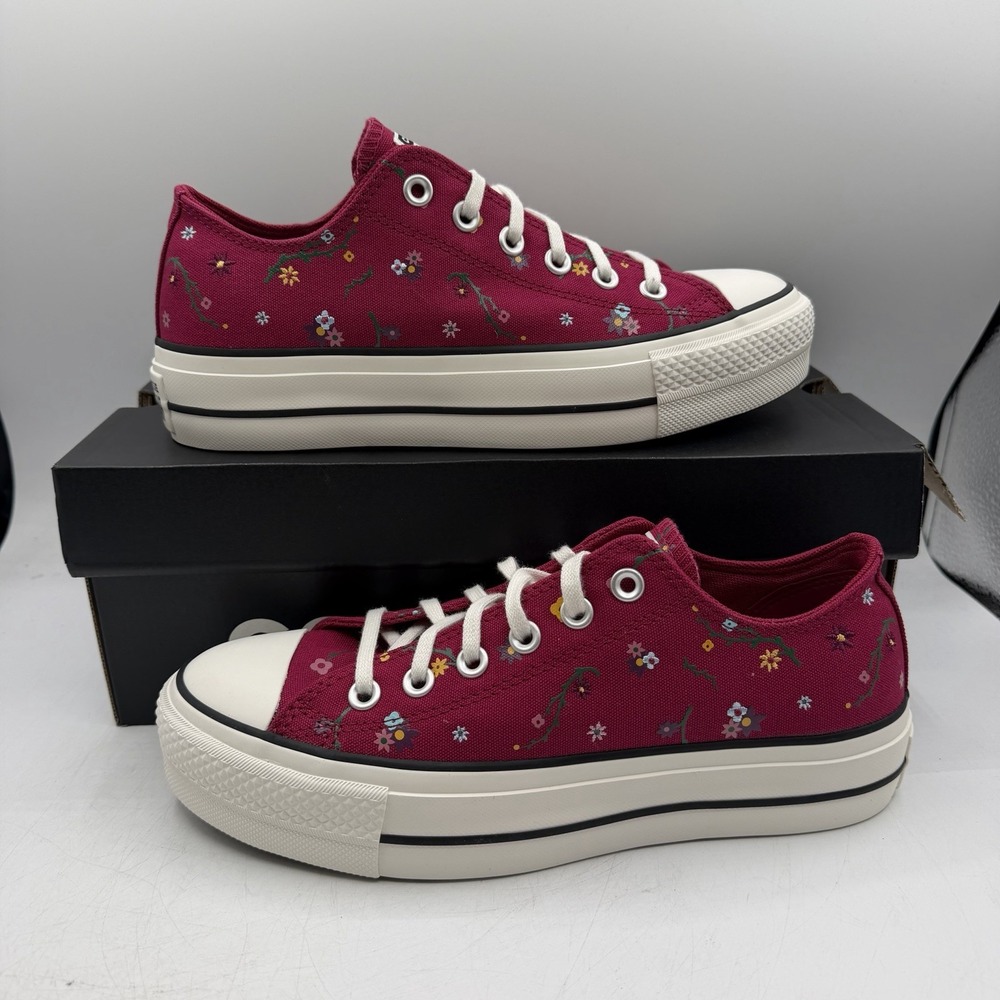 Converse CTAS Lift Ox Platform Shoes Womens Sz 8.5 Berry White Sneakers A15535C